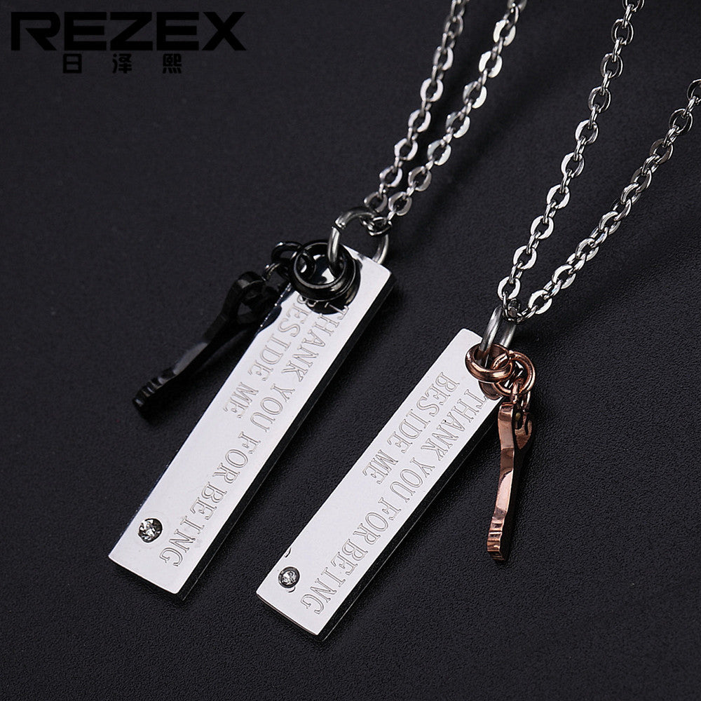 Planderful Everyday Genie Titanium Steel Couple Necklace Korean Version For Him And Her Unisex Fashion Jewelry