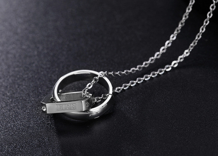Square Pendant Necklace For Men And Women By Planderful Titanium Steel Unisex Protection Charm