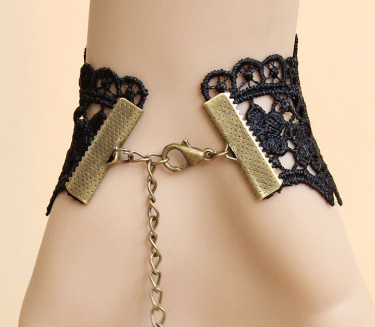 Red Rose Lace Vienna Verve Bracelet - Vintage One Hand Jewelry for Women