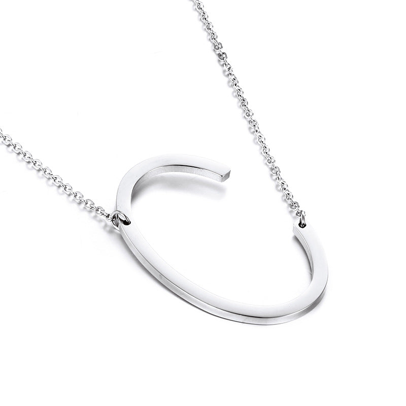 26-Letter Pendant Necklace, Fashionable And Women'S Short Collarbone Chain Titanium Steel