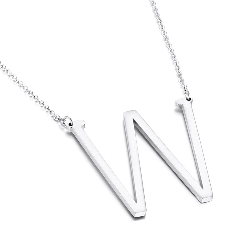 26-Letter Pendant Necklace, Fashionable And Women'S Short Collarbone Chain Titanium Steel