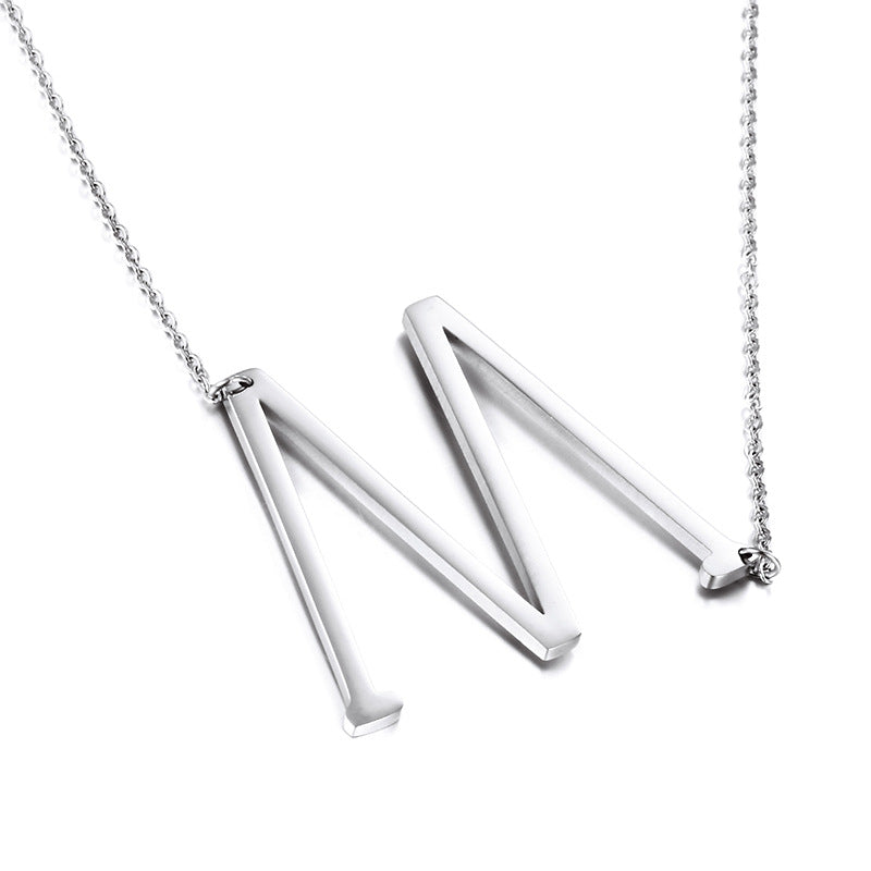 26-Letter Pendant Necklace, Fashionable And Women'S Short Collarbone Chain Titanium Steel