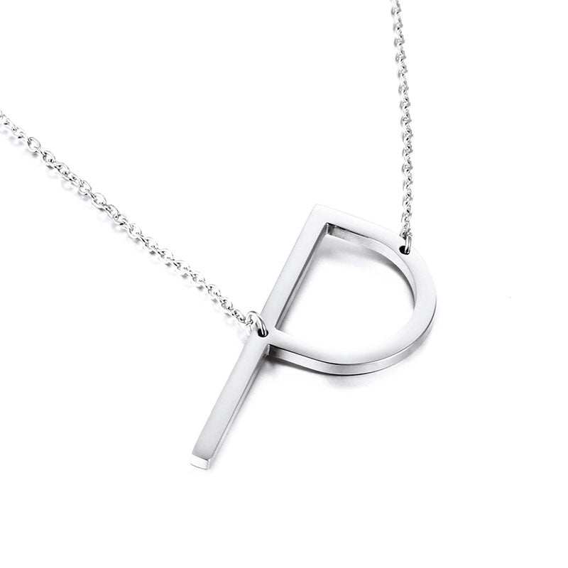 26-Letter Pendant Necklace, Fashionable And Women'S Short Collarbone Chain Titanium Steel