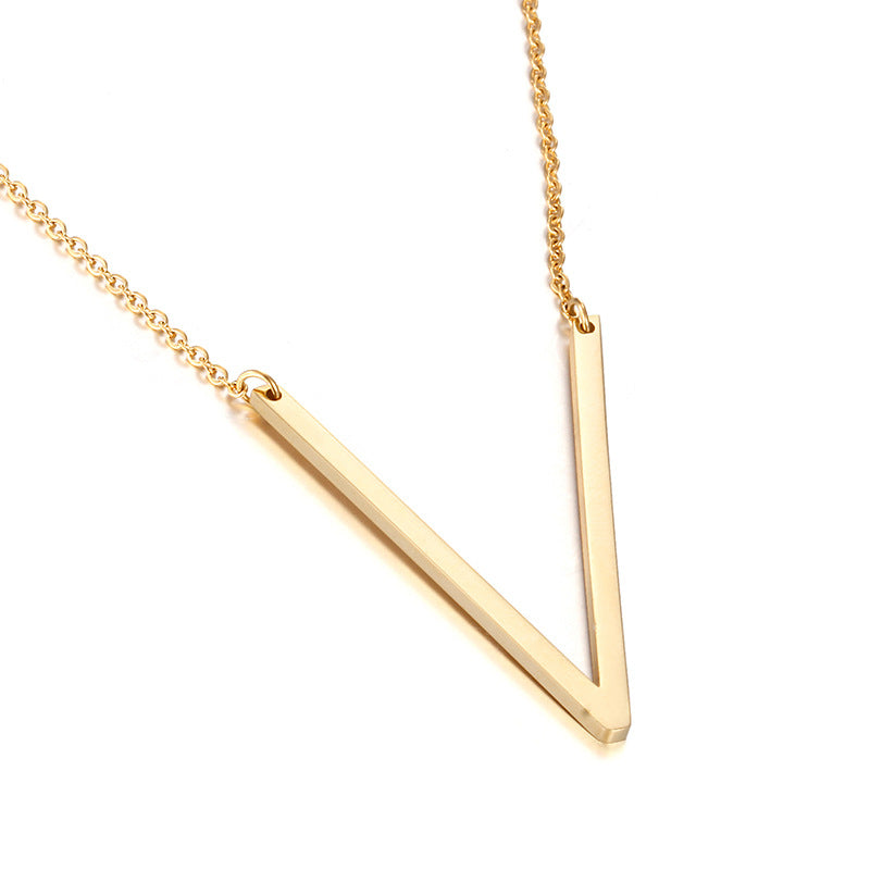 Clavicle Letter Necklace English Titanium Steel Clothing Necklace Stainless Steel Mother Gift Items