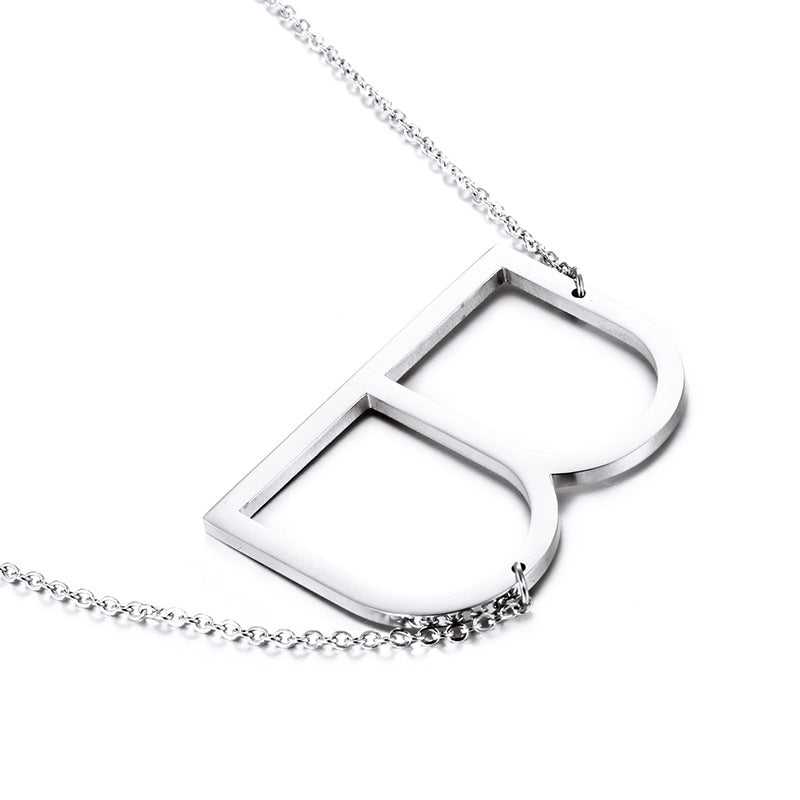 26-Letter Pendant Necklace, Fashionable And Women'S Short Collarbone Chain Titanium Steel