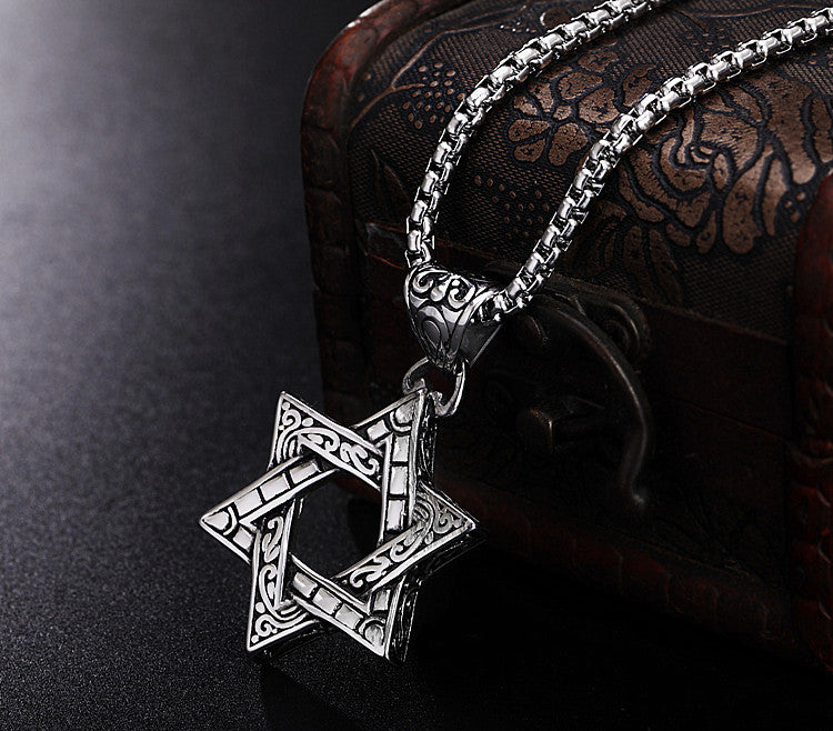 Premium Hexagram Titanium Steel Pendant Unisex Necklace With Protection Statement By Planderful Everyday Genie