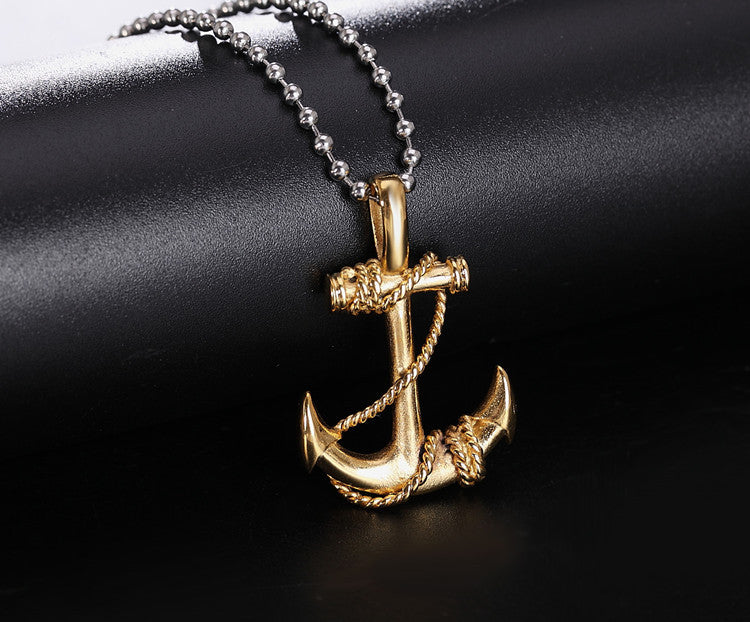 Planderful Naval Wind Anchor Pendant Titanium Steel Unisex Necklace For Men And Women Nautical Protection Charm