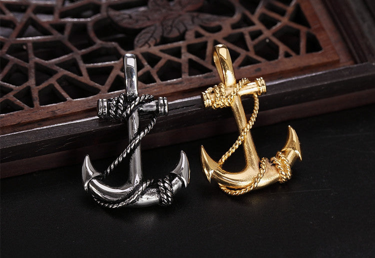 Planderful Naval Wind Anchor Pendant Titanium Steel Unisex Necklace For Men And Women Nautical Protection Charm
