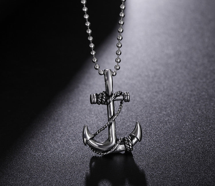 Planderful Naval Wind Anchor Pendant Titanium Steel Unisex Necklace For Men And Women Nautical Protection Charm