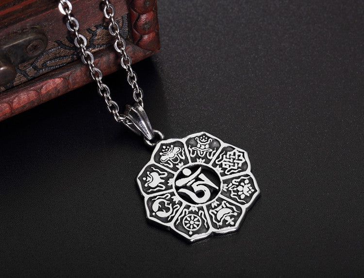 Planderful Tibetan Lotus Amulet Pendant Necklace For Unisex Protection And Everyday Wear Titanium Steel