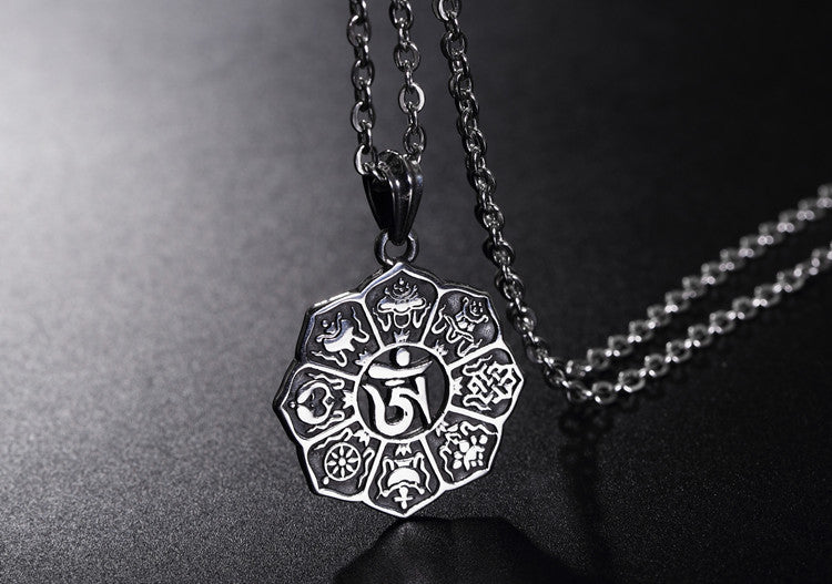 Planderful Tibetan Lotus Amulet Pendant Necklace For Unisex Protection And Everyday Wear Titanium Steel