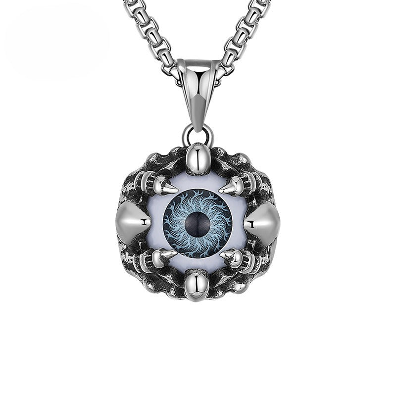 Steel Necklace – Statement Turkish Eye Pendant
