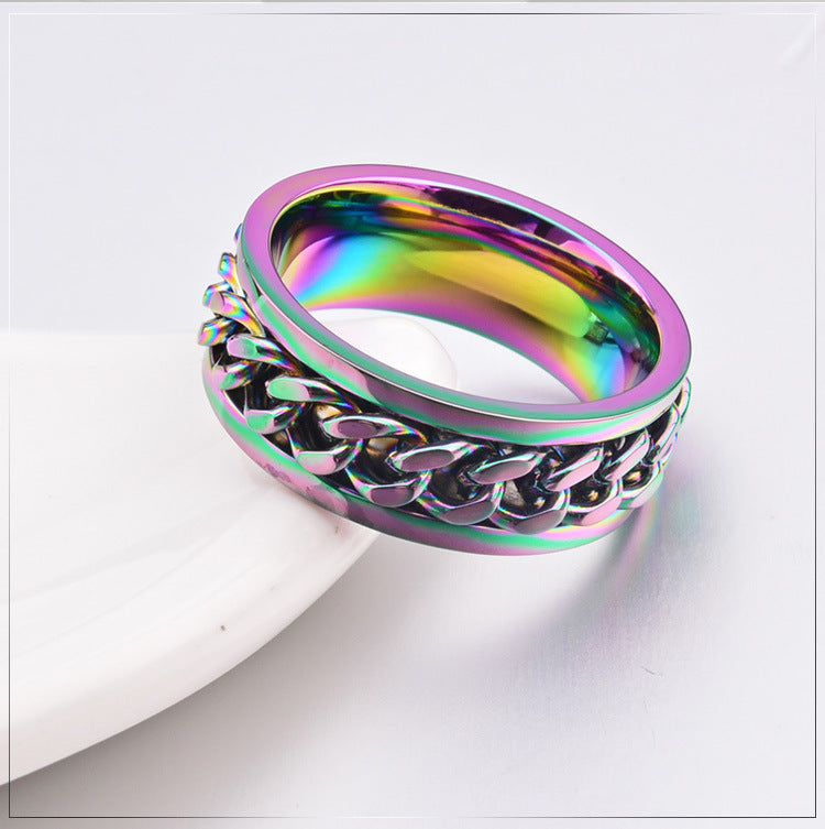 Titanium Steel Color Chain Ring for Men Wholesale Jewelry