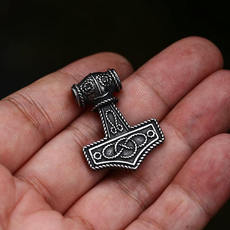 Viking-Inspired Thor's Hammer Pendant in Titanium Steel - Wholesale Men's Accessory