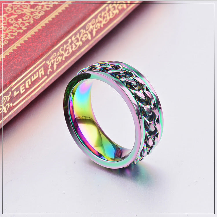 Titanium Steel Color Chain Ring for Men Wholesale Jewelry