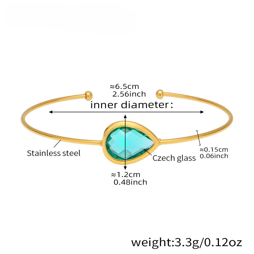 Planderful Water Drop Czech Glass Bracelet For Her 18K Gold