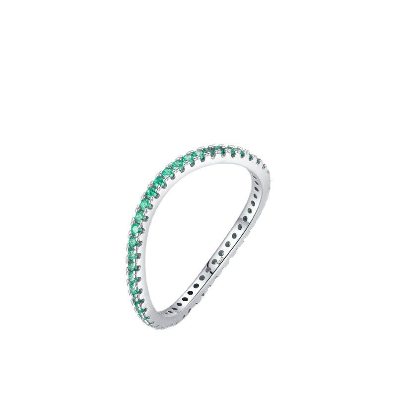Sterling Silver Wave Ring with Colored Zircon Stones