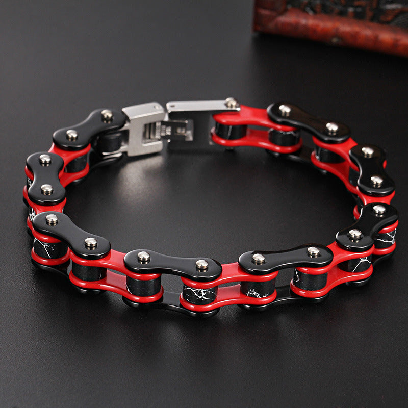 Men's Multi-Color Titanium Steel Bracelet with Fashion Trend Bicycle Chain Design