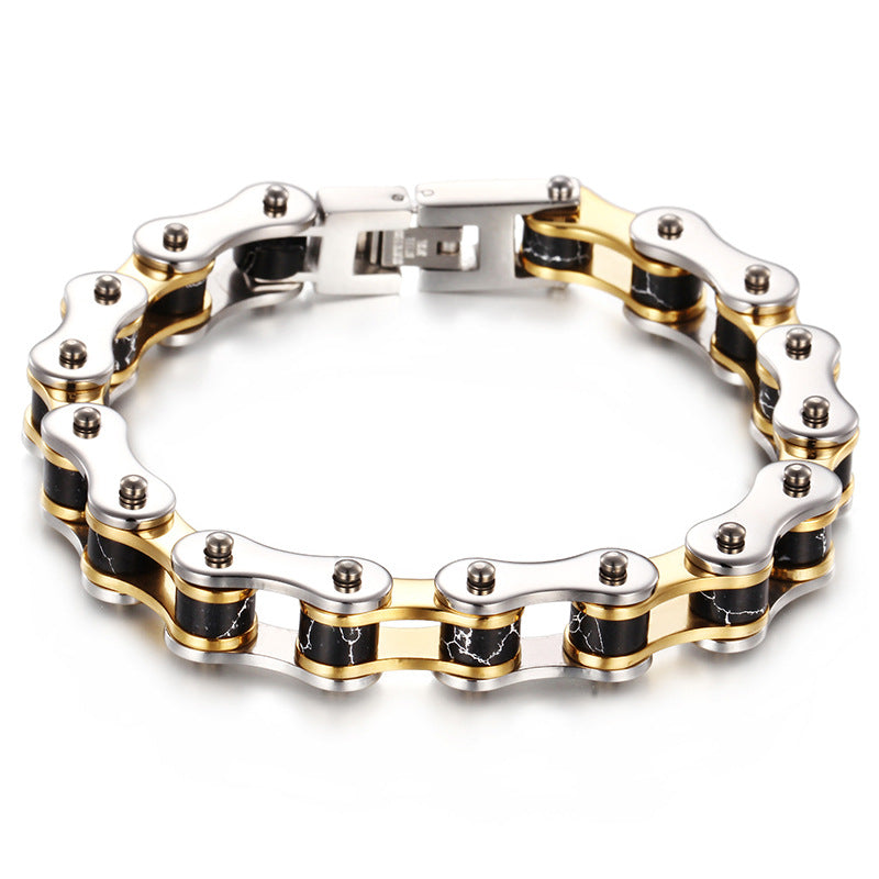 Men's Multi-Color Titanium Steel Bracelet with Fashion Trend Bicycle Chain Design