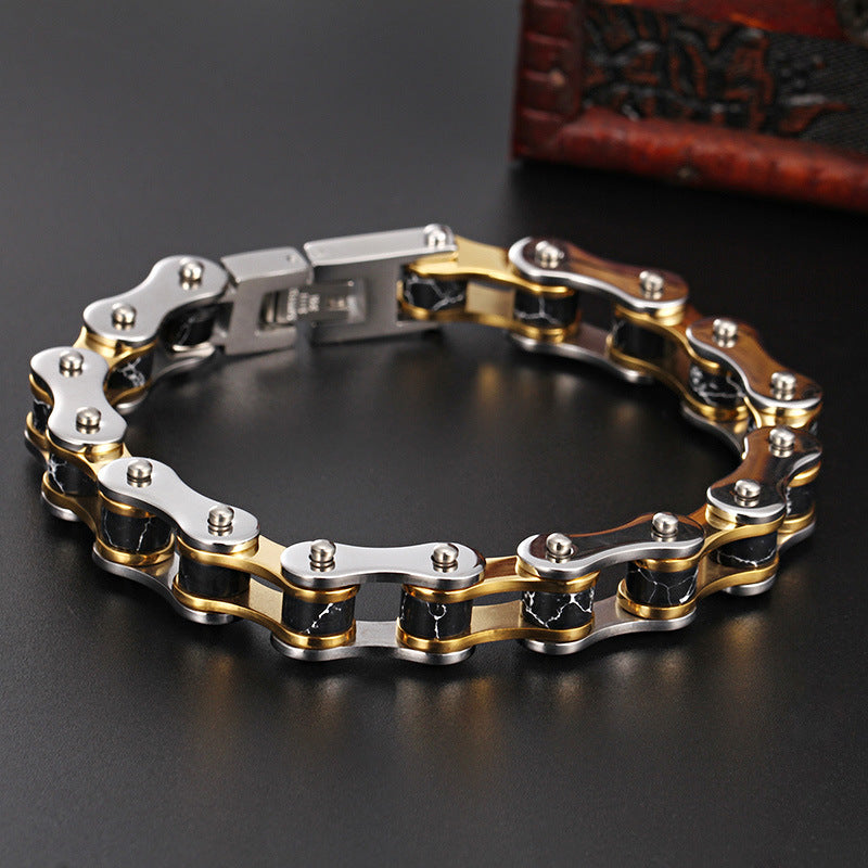Men's Multi-Color Titanium Steel Bracelet with Fashion Trend Bicycle Chain Design