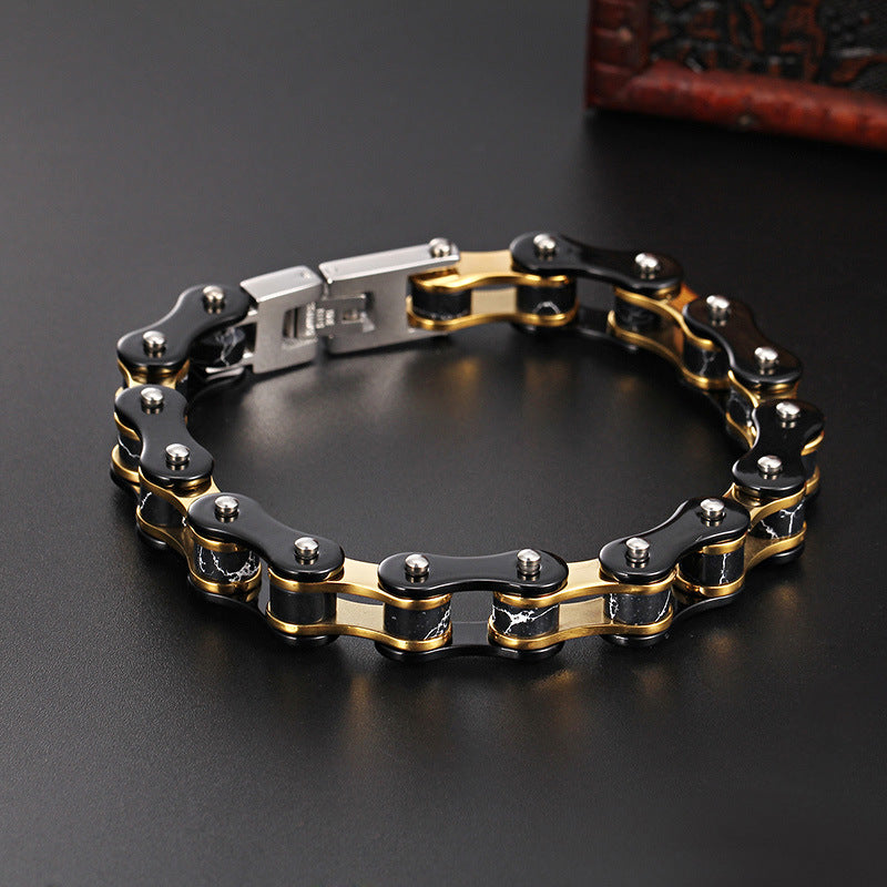 Men's Multi-Color Titanium Steel Bracelet with Fashion Trend Bicycle Chain Design