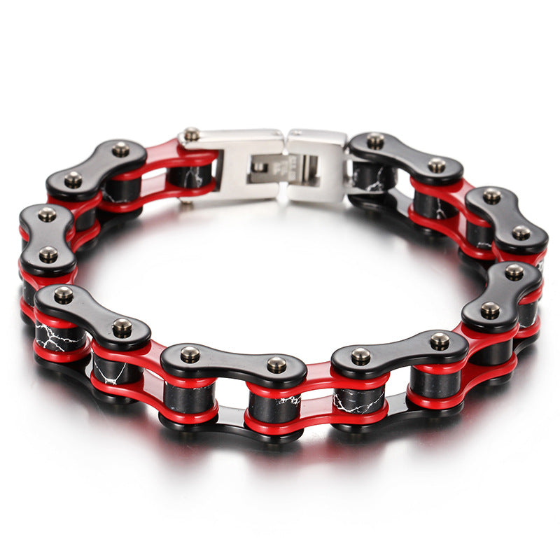 Men's Multi-Color Titanium Steel Bracelet with Fashion Trend Bicycle Chain Design