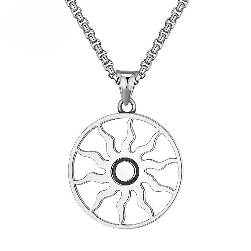 Titanium Steel Necklace – Minimalist Nordic Helios Pendant