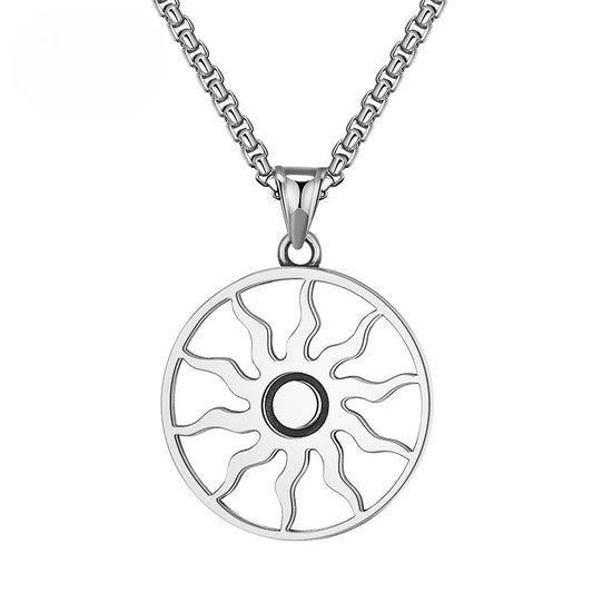 Titanium Steel Necklace – Minimalist Nordic Helios Pendant