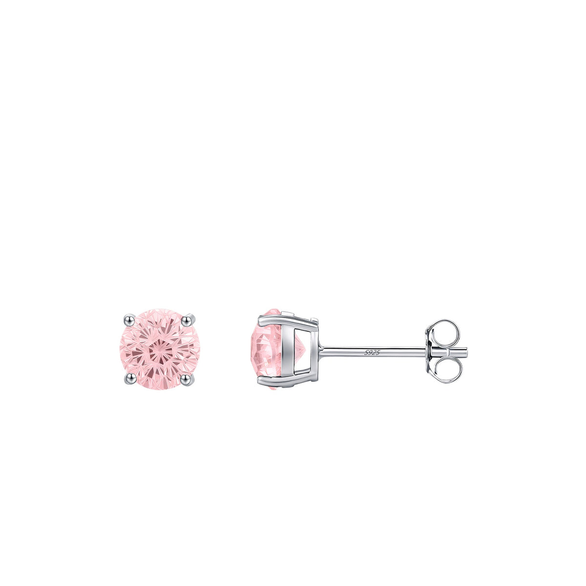 925 Sterling Silver Blush Pink Fireworks-Cut Stud Earrings