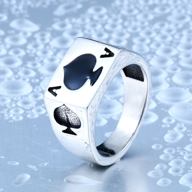 Titanium Steel Spade Ring for Men - Personalized European and American Jewelry, Stainless Steel Casting, Sizes 7-13