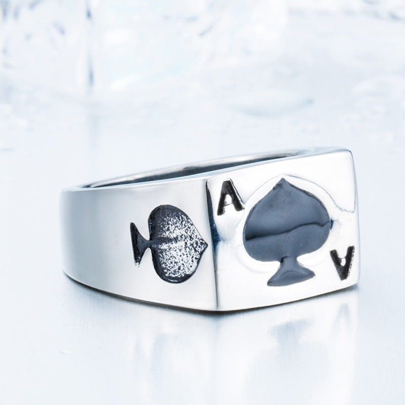 Titanium Steel Spade Ring for Men - Personalized European and American Jewelry, Stainless Steel Casting, Sizes 7-13