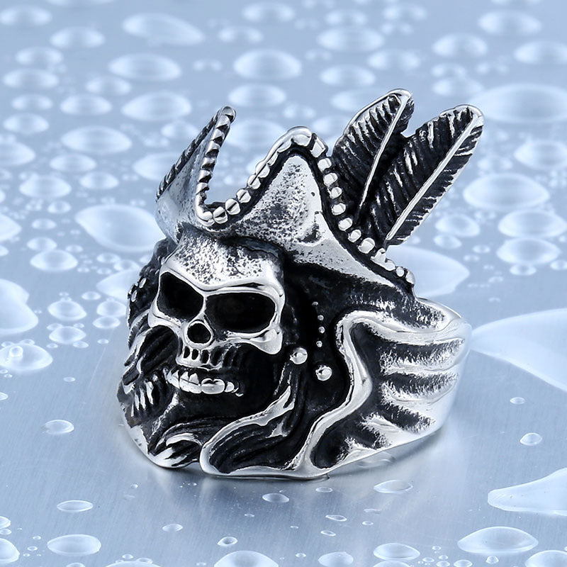 Titanium Steel Skull Ring for Men - Retro Thai Silver Style Nightclub Index Finger Accessory