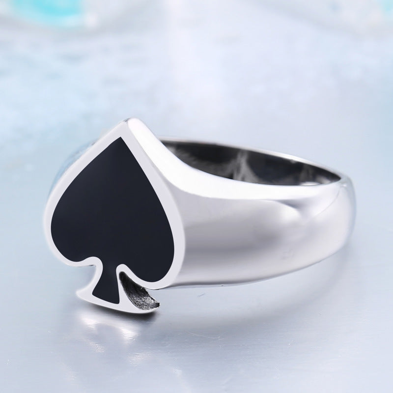 Personalized Titanium Steel Poker Spade Ring for Men and Women - Everyday Genie Collection
