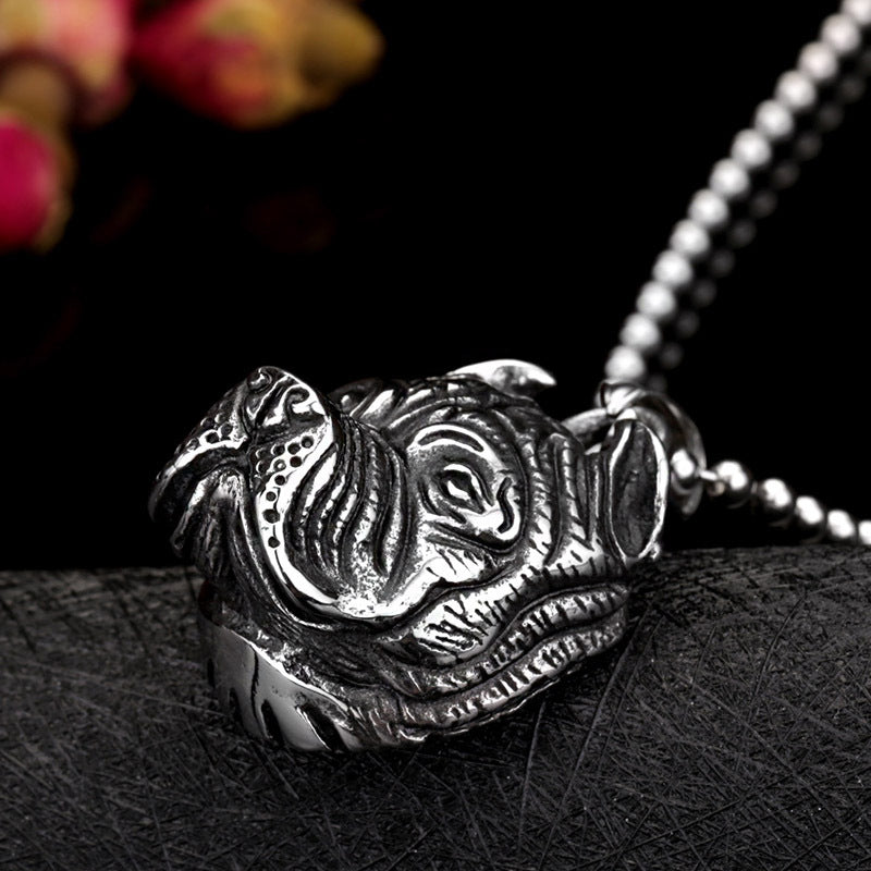 Titanium Steel Bulldog Pendant for Men - Fashionable Puppy Jewelry Wholesale in the UK