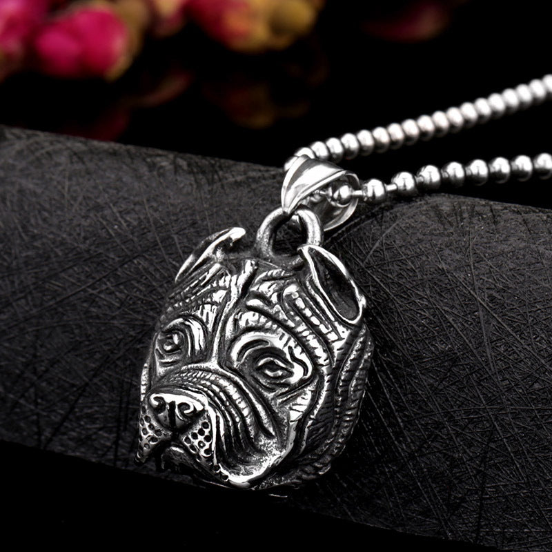 Titanium Steel Bulldog Pendant for Men - Fashionable Puppy Jewelry Wholesale in the UK