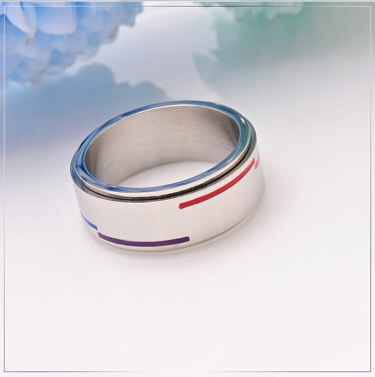 Rotatable Rainbow Titanium Steel Ring for Men - Mixed Batch