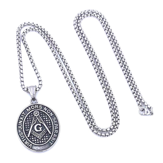 European And American Retro Jewelry Stainless Steel Pendant Double-Sided AG Freemason Devil's Eye Pendant For Men