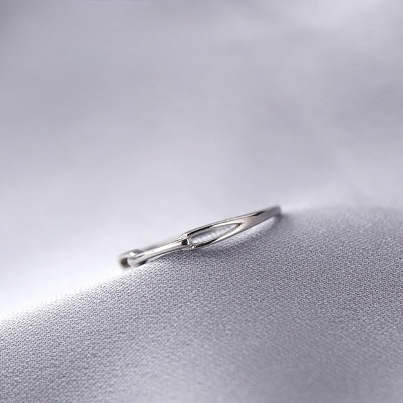Planderful S925 Sterling Silver Interlocking Ring For Women Minimalist Hollow Open Design