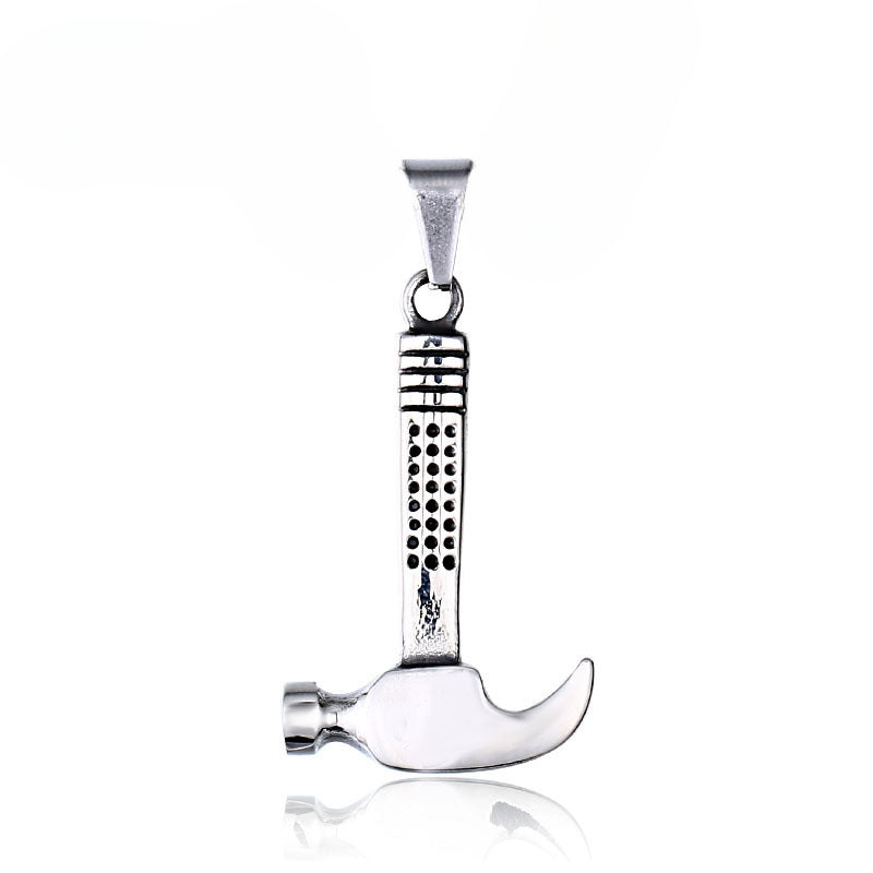 Custom Retro Stainless Steel Hammer Pendant for Men - Stylish Titanium Steel Jewelry Wholesale