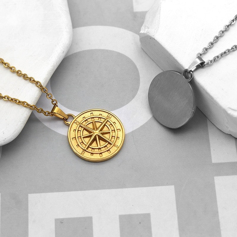 Planderful Personalized Compass Necklace For Women With Retro Steel Collarbone Chain Ideal Gift