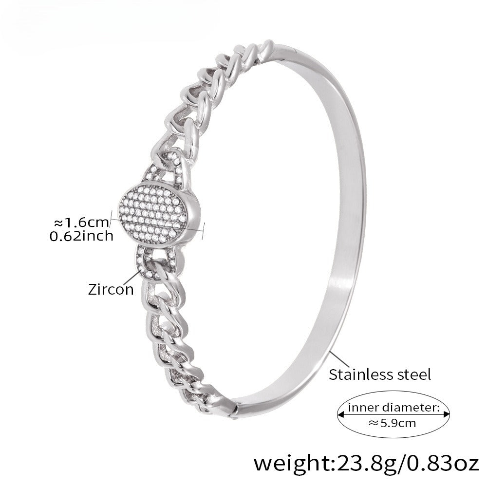 Planderful Stainless Steel NK Chain Zircon Bracelet Unisex