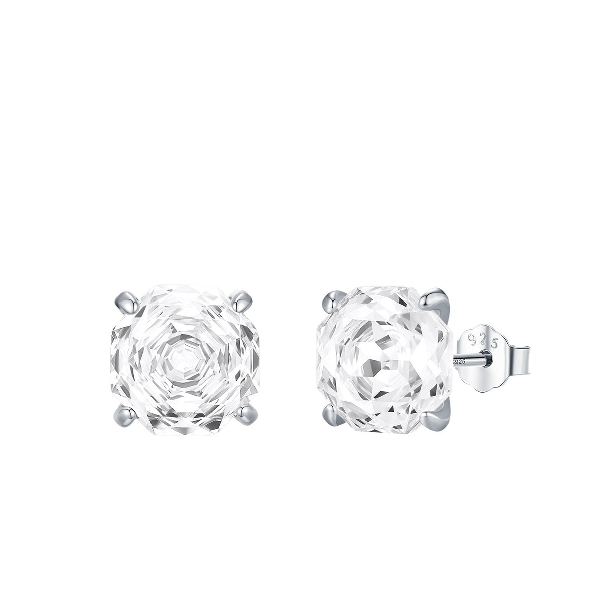 925 Sterling Silver Minimalist Rose-Cut Zircon Stud Earrings