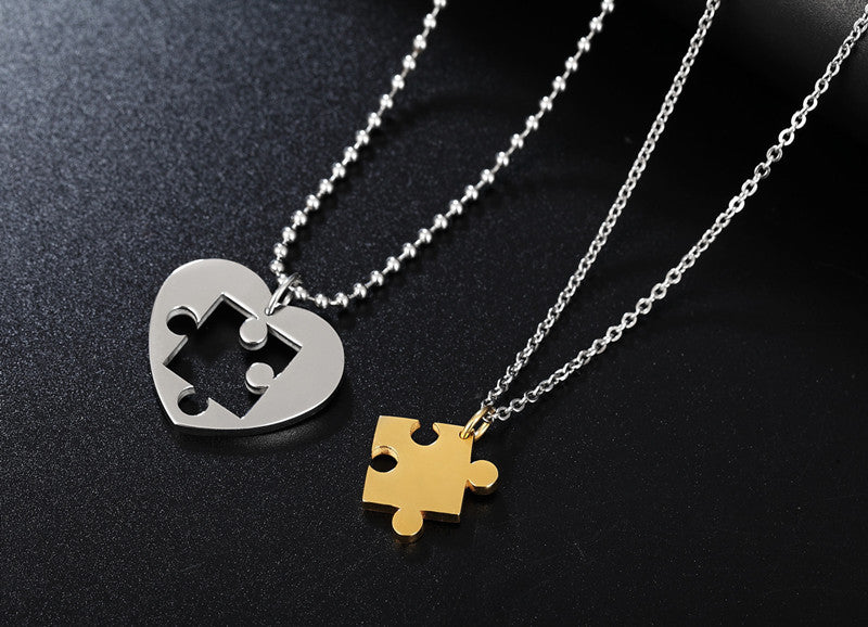 Planderful Titanium Steel Couple Necklace Unisex Pendant For Students Korean Style Protection Statement Everyday Genie