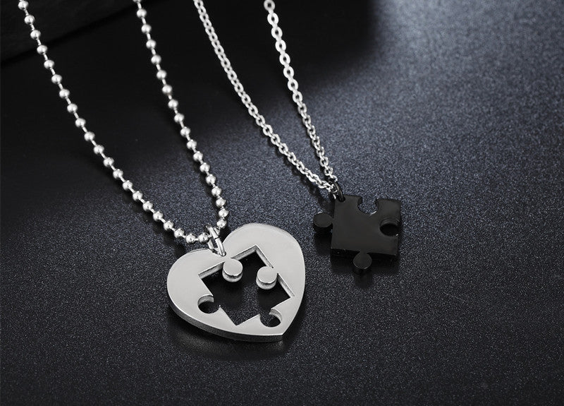 Planderful Titanium Steel Couple Necklace Unisex Pendant For Students Korean Style Protection Statement Everyday Genie