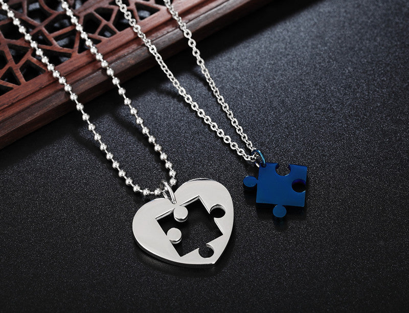 Planderful Titanium Steel Couple Necklace Unisex Pendant For Students Korean Style Protection Statement Everyday Genie