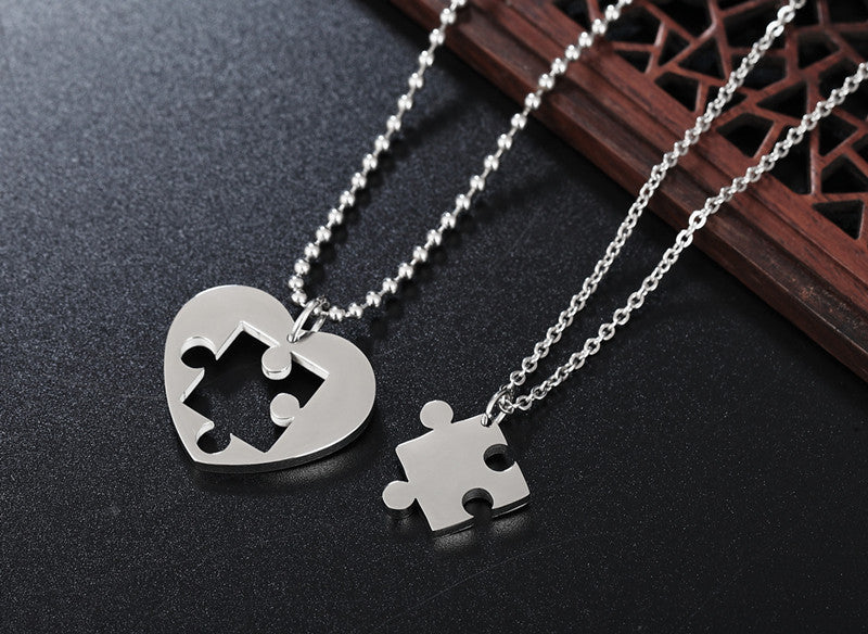 Planderful Titanium Steel Couple Necklace Unisex Pendant For Students Korean Style Protection Statement Everyday Genie