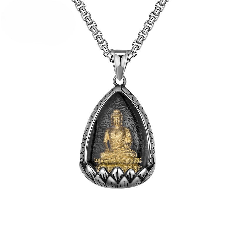 Steel Necklace – Vintage Patron Saint Pendant Necklace