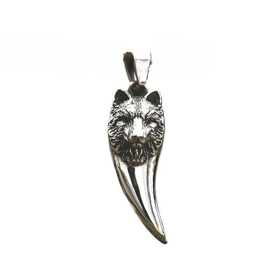 Titanium Steel Retro Wolf Head Pendant for Men - Personalized Stainless Steel Wolf Tooth Accessory