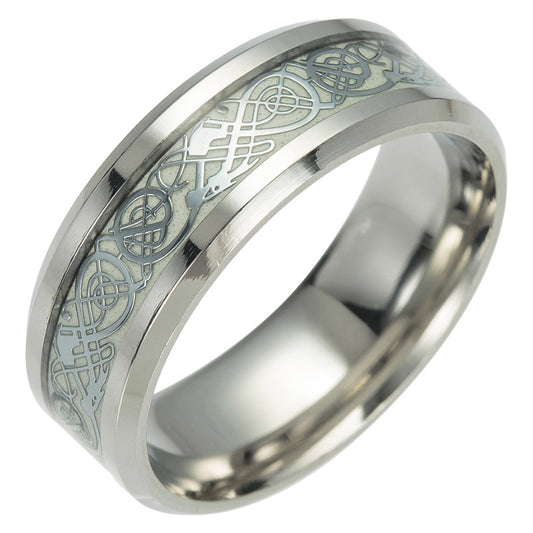 Luminous Dragon Pattern Rings - Wholesale Titanium Steel Jewelry for Men