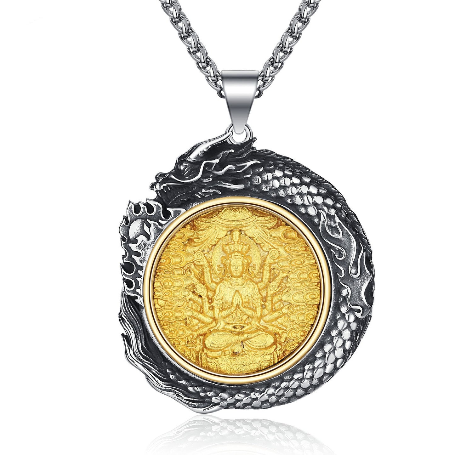 Steel Necklace – Elegant Mens Zodiac Buddha Retro Chain for Everyday Style and Gift